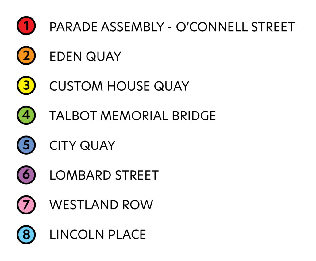 A map of O'Connell Street showing the layout of the Assembly Area.